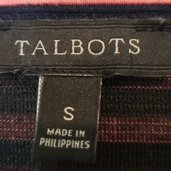 Talbots Striped Top Navy Blue & Coral 3/4 Sleeves With Gold Zipper Size … - Picture 10 of 11